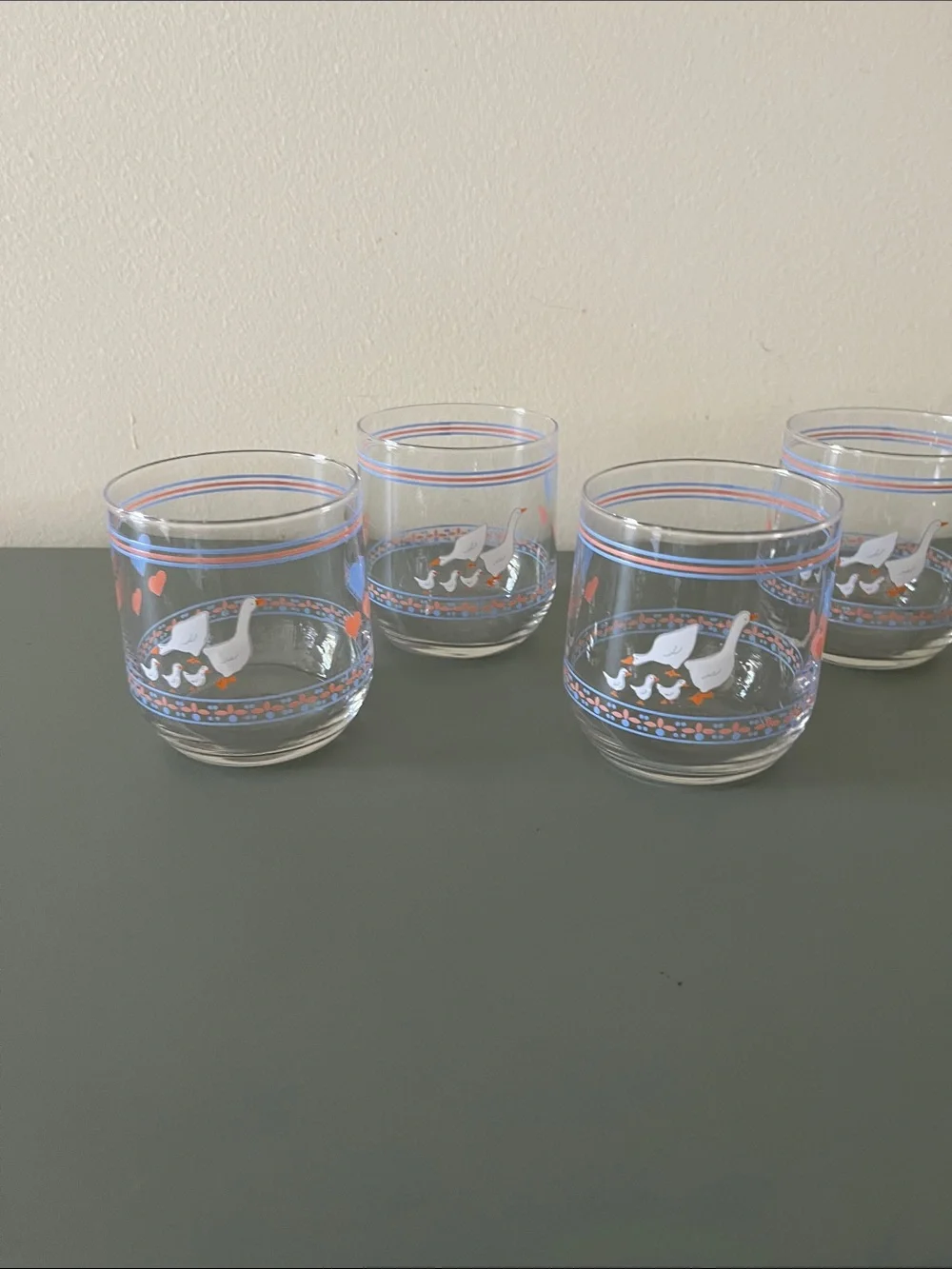 Vintage Luminarc “Hearts ‘N Geese” Juice Glasses from 1980’s Set-4